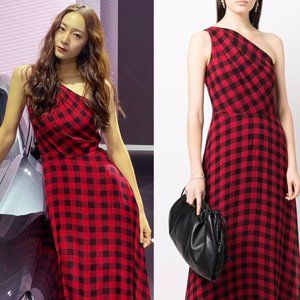 NWT Ralph Lauren Buffalo One-Shoulder Plaid Dress Krystal Jung SIZE 2